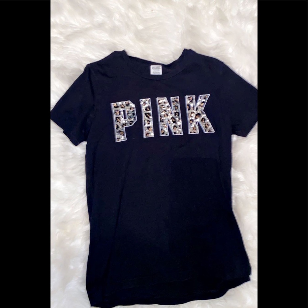 black PINK tshirt with cheetah print